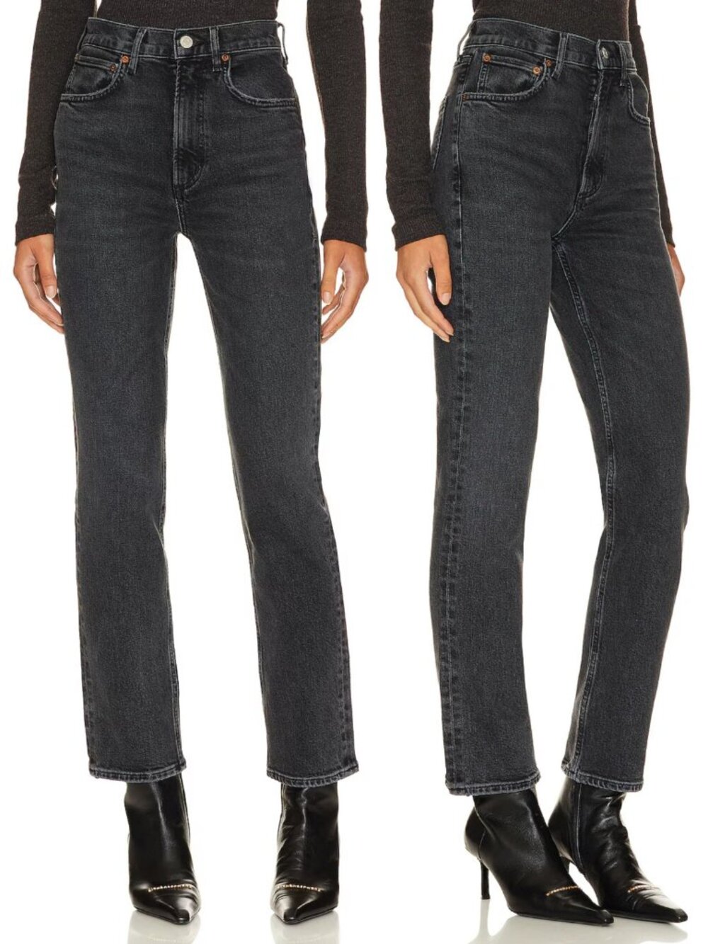 AGOLDE High Rise Stovepipe Jeans in Metal size 30 Washed Black Casual Classic